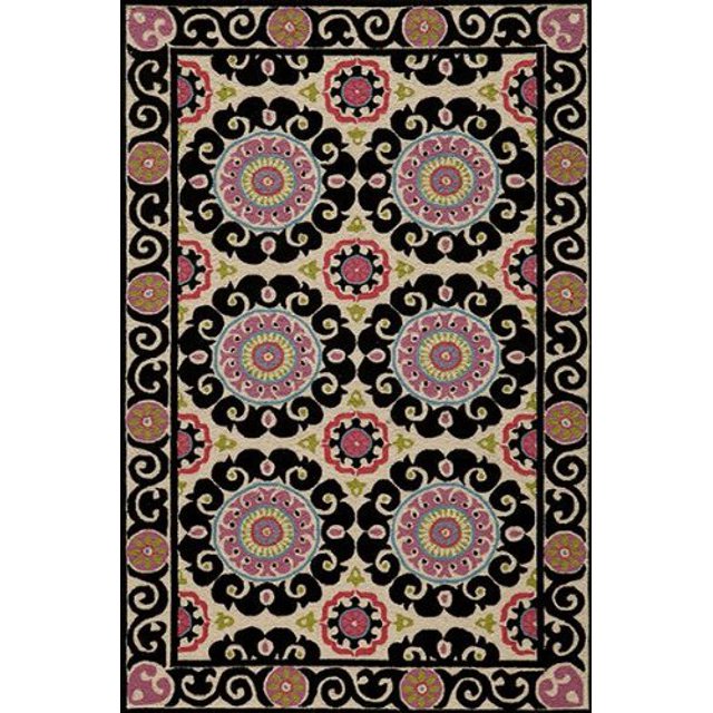 Alfombra rectangular Momeni Suzani Hook Collection Color - Negro, Tamaño - 3'6 "X 5'6" Momeni Rugs, Inc. SUZHKSZI-1BLK3656