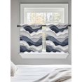 thumbnail image 5 of Navy Blue Ombre Tier Curtains 36 Inch Length,Sheer Curtains for Bedroom Living Room Window Modern Geometric Moire Abstract Art Rod Pocket Drapes Kitchen Curtains Small Half Window 27.5"x36" 2 Panels, 5 of 7