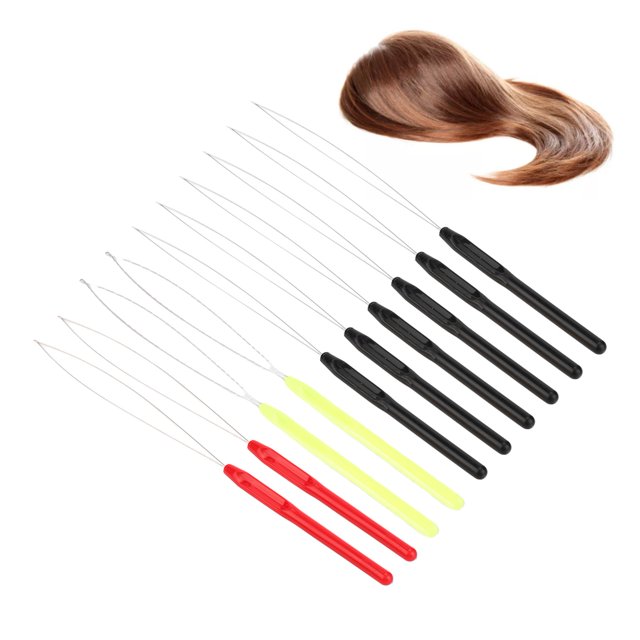 Enhebrador De Aguja Para Extensión De Cabello, Enhebrador De Aguja De Bucle De Aguja De Metal, Diseño Antideslizante De 10 Piezas Para Cabello