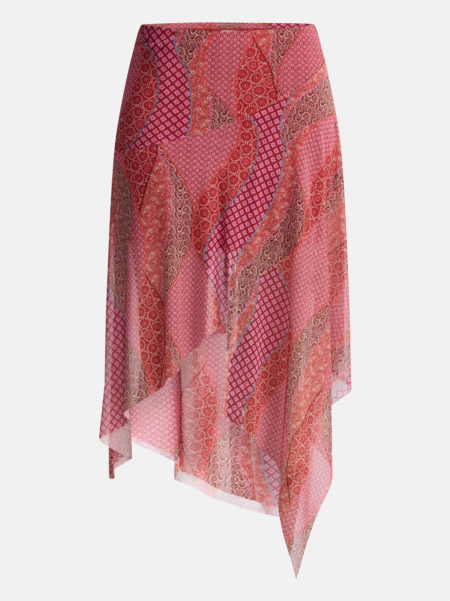 No Boundaries Asymmetrical Mesh Midi Skirt, Women's XXS-XXL