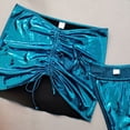thumbnail image 3 of Pounoo Bikini Sets for Women Metallic Shine Triangle Top with Matching Cover Up Skirt Beach Vacation Cover Up Sets Swimwear Gift, 3 of 9