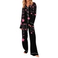 thumbnail image 6 of Levmjia Womens Pajama Set Lapel Long Sleeve Valentine Printed Pants Sleepwear 2 Piece Pajamas Cozy Set Soft Warm Pajamas Home Sleep Comfort Daily Wear, 6 of 8