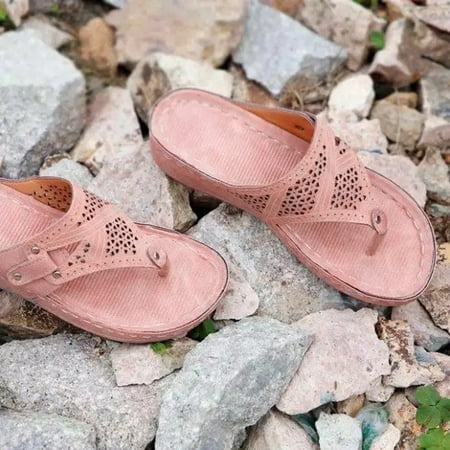 

Cathalem Out Beach Hollow Summer Shoes Open Slip-On Sandals Toe Women Slippers Breathable Women s sandals Women s Jelly Sandals Pink 8.5