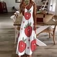 thumbnail image 4 of Lots of Little Strawberries Sleeveless Dress Women's Evening Dress Womans Clothing, 4 of 9