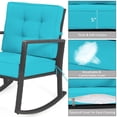 thumbnail image 3 of Pemberly Row 2 Pcs Rattan Outdoor Patio Rocking Chair with Cushion in Turquoise, 3 of 9