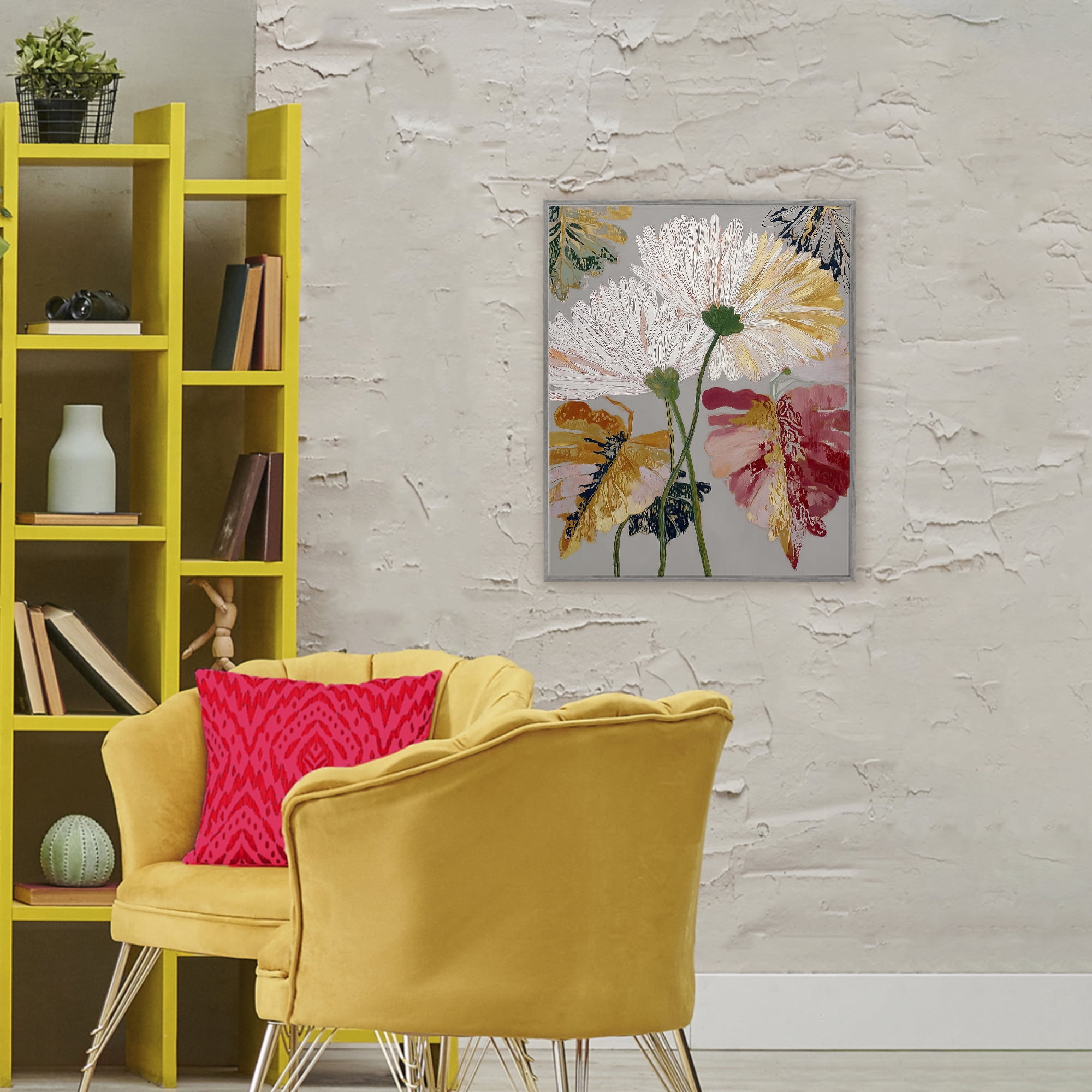 Playful Assumptions Flowers Gray Framed Giclee Art, design by Annabelle Hall