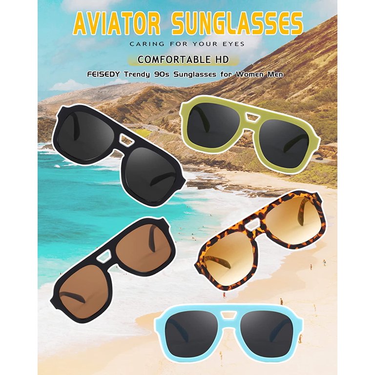 FEISEDY Vintage Aviator Sunglasses Double Bridge Women Men  display picture 1