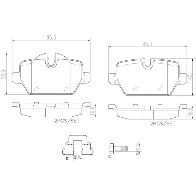 Brembo Brake Pad P06080 FMSI Number D1554-8764; Low-Metallic; Set Of 4