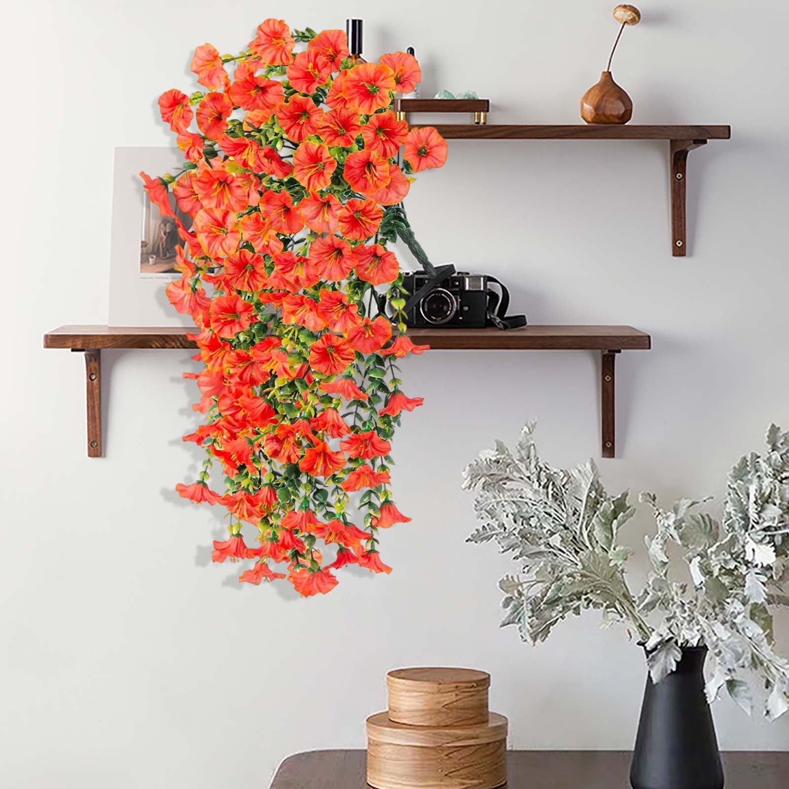 6pcs Artificial Hanging Morning Glory Flowers, Durable Silk Morning Glory Faux Flowers, Decoration for Garden, No Fade Plastic Flowers for Wedding Events, Suitable for Home Decor