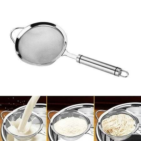 

huanledash Stainless Steel Flour Sifter Sieve Oil Strainer Fine Mesh Colander Kitchen Tool