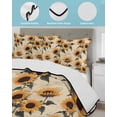 thumbnail image 4 of Vintage Sunflower Full Size Down Alternative Comforter, Lightweight Comforter Quilt Bedding Set with Pillow Shams Watercolor Summer Botanical All Seasons Bed Comforter Duvet Insert 78"x90", 4 of 7