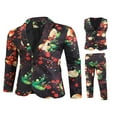 thumbnail image 1 of Fun Ugly Christmas Costumes For Men Lapel One Button Blazer Jacket Vest Pants Set Christmas Print Party 3PCS Suit Black, 1 of 7