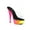 Clear/Sherbert, variant on E-609-Sherbert, 6 Inch Rainbow Design Neon Mule Womans Sandal Mule Blacklight sensitive Clear/Sherbert / 10