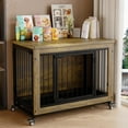 thumbnail image 6 of EuKer 38.58" Heavy Duty Dog Kennel, Wooden Dog Crate Furniture with Wheels and Removable Tray for Small Medium Dogs, 6 of 7