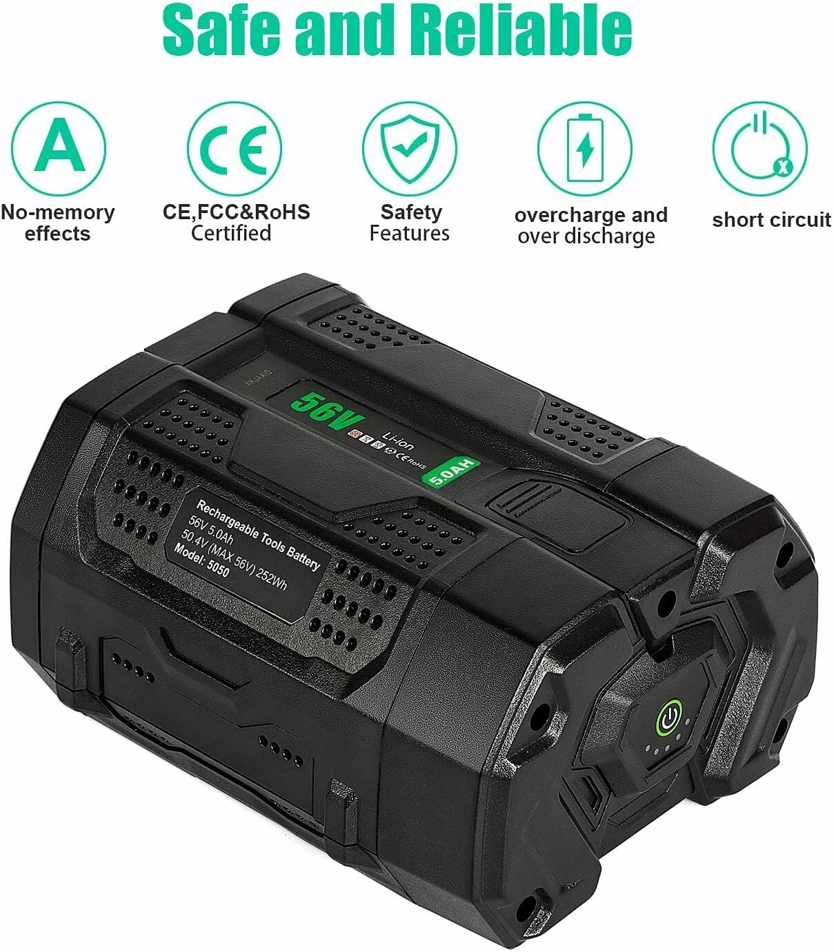 56V 5.0Ah/5000mAh Replacement For EGO Power+ Battery BA2800T BA2800T LB4800 With Fuel Gauge