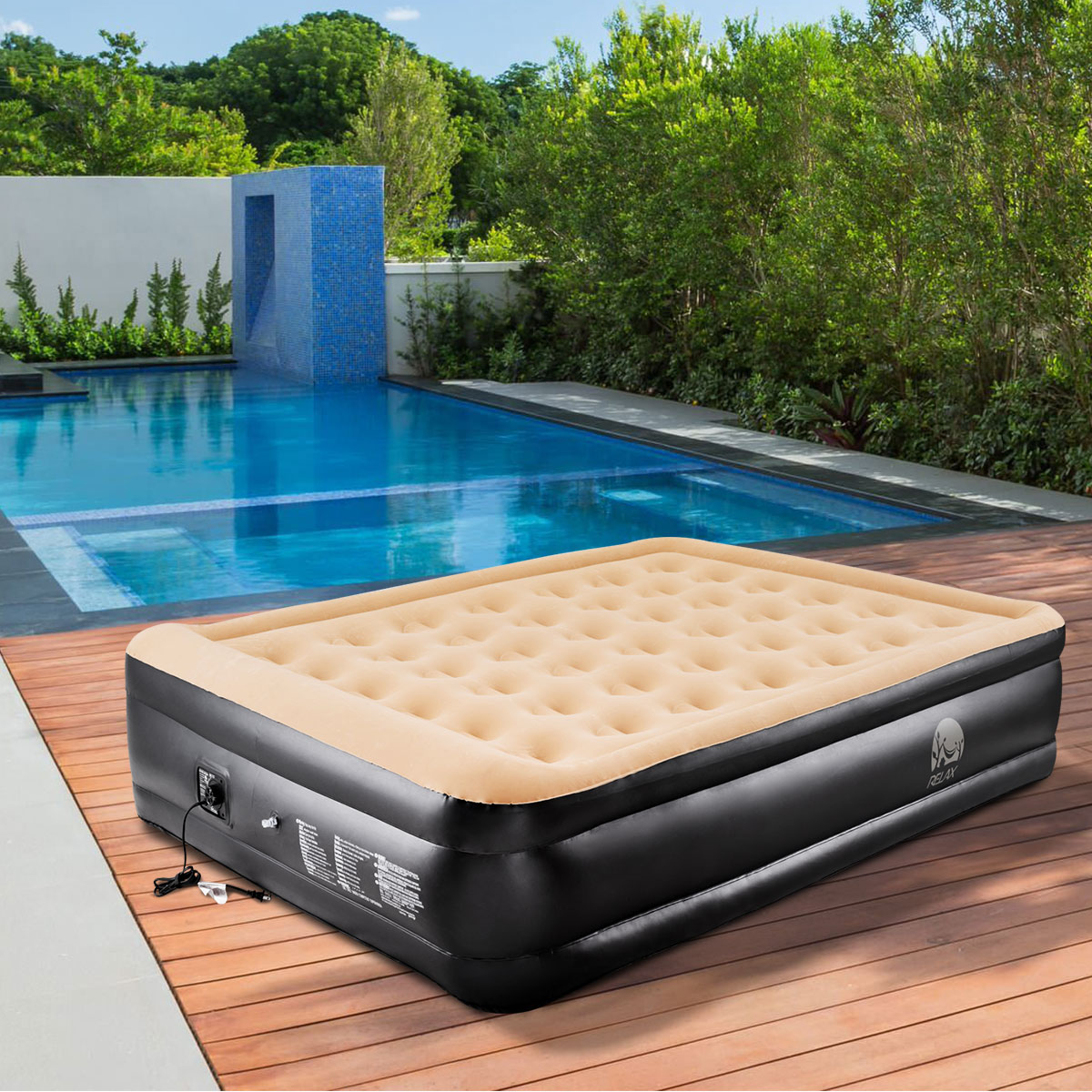 Gymax Double Inflatable Raised Mattress Air Bed Built In Electric