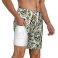 thumbnail image 3 of Picia Skull with Cash pattern Mens Swim Trunks with Compression Liner Stretch Beach Shorts Quick Dry with Zipper Pockets No-Chafing Board Shorts-Small, 3 of 9