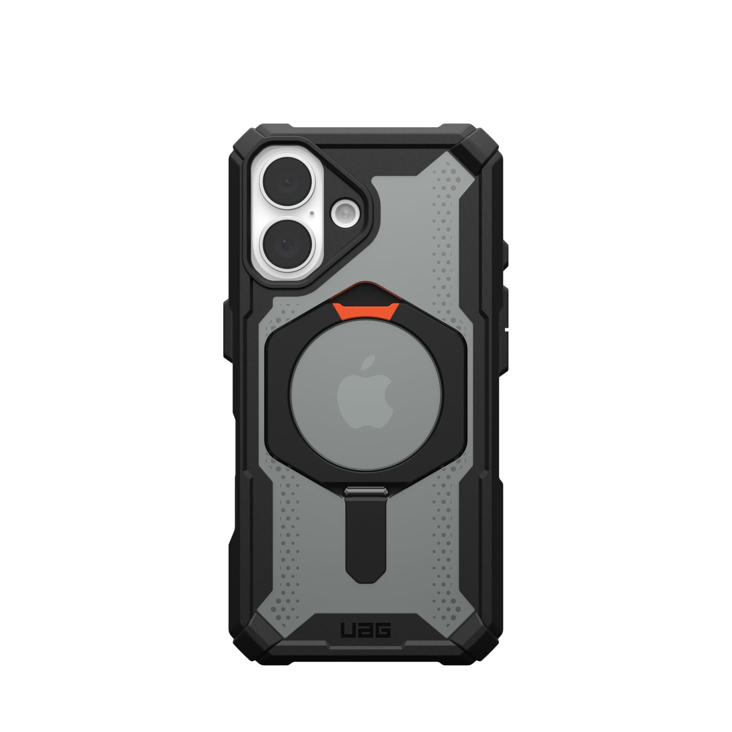 UAG iPhone 16 Case 6.1" Plasma XTE - Compatible with MagSafe Charging& Kickstand Rugged Shockproof Anti-Slip Military Grade Protective Cover, Black/Orange
