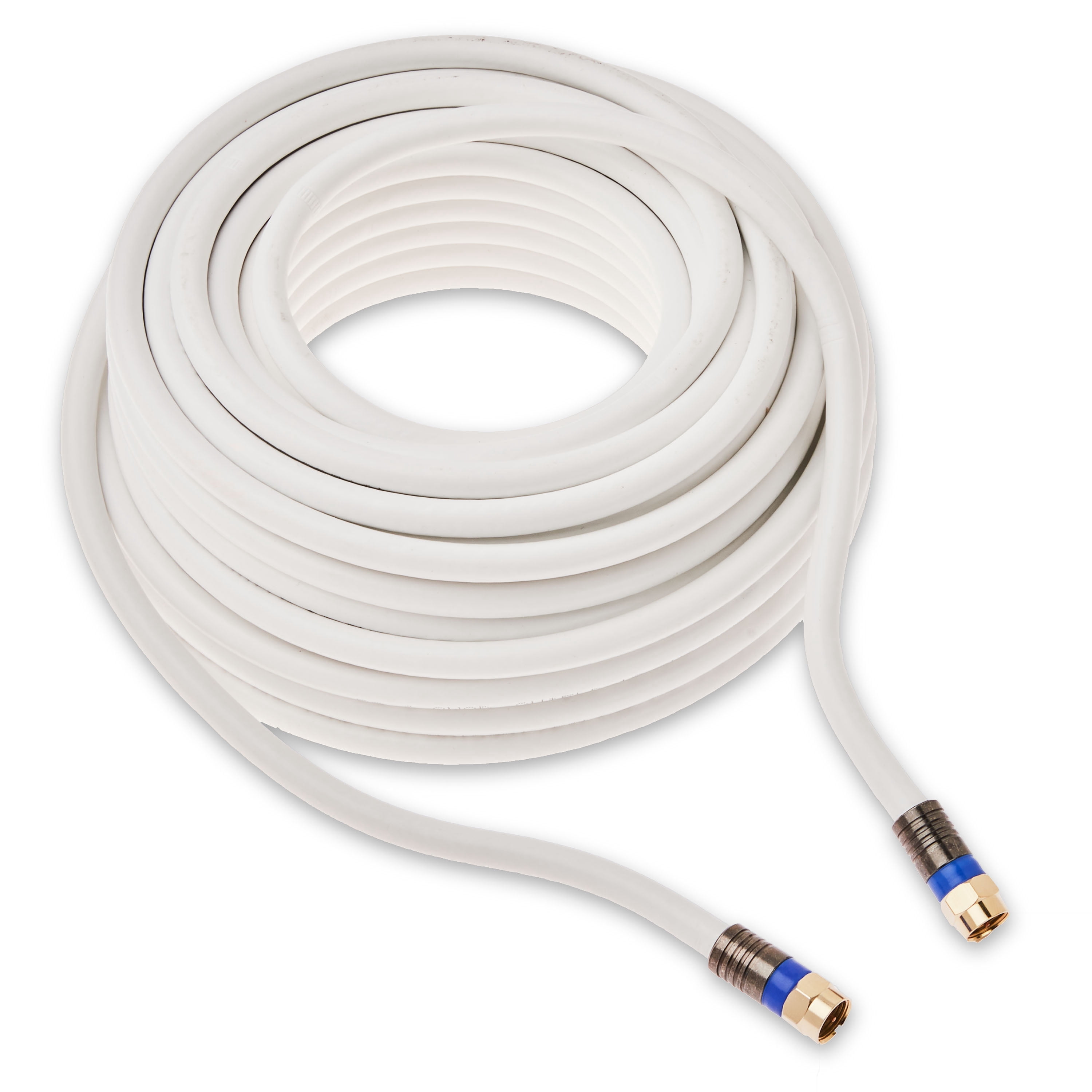 onn. 50' Quad Shield Coaxial Cable | White