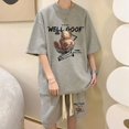 thumbnail image 3 of Traje de verano estilo gofre para hombre, camiseta de manga corta, estilo Hong Kong, ropa de calle coreana, pantalones cortos informales, conjunto de dos piezas, 3 of 5