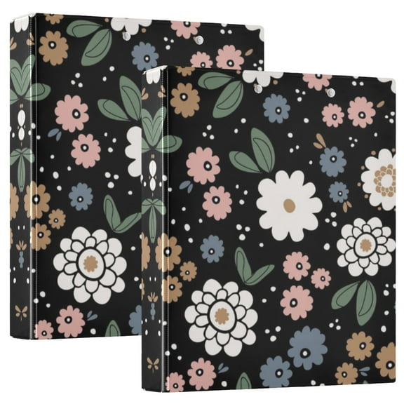 Waterproof PVC Round Ring Binder - D-Rings Clipboard, 200 Page Capacity (1 or 2-Pack), Ideal for Office , Home and School，Beautiful Little Flower