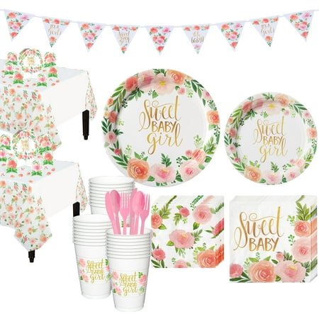 Boho Girl Baby Shower Kit For 32 Guests With Table Decorating Kit