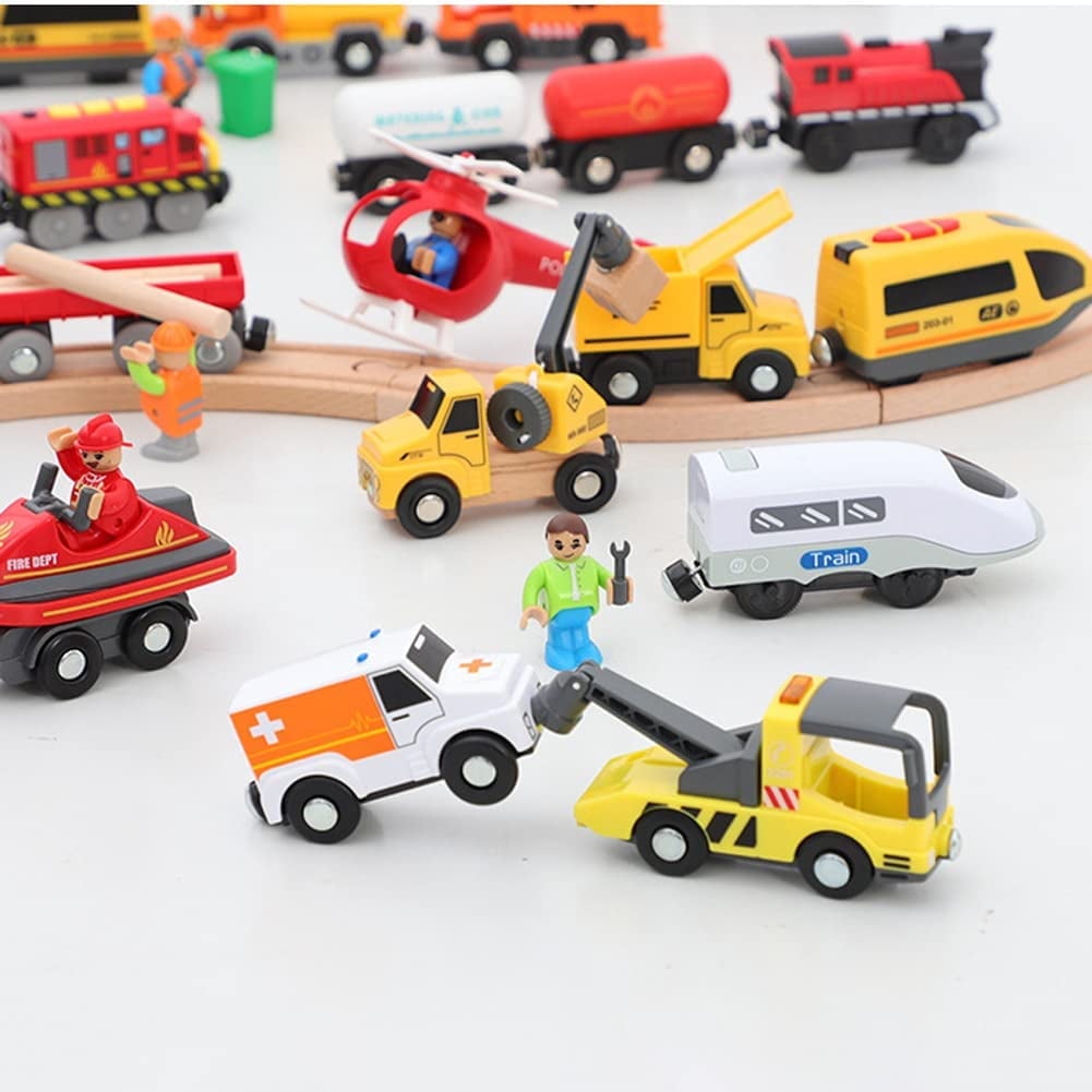 TYMZDYN Battery Operated Train for Wooden Track (Magnetic Connection), Powerful Engine Bullet Train Action Locomotive Train Motorized Train for Wooden Track for Toddlers Kids 3-14