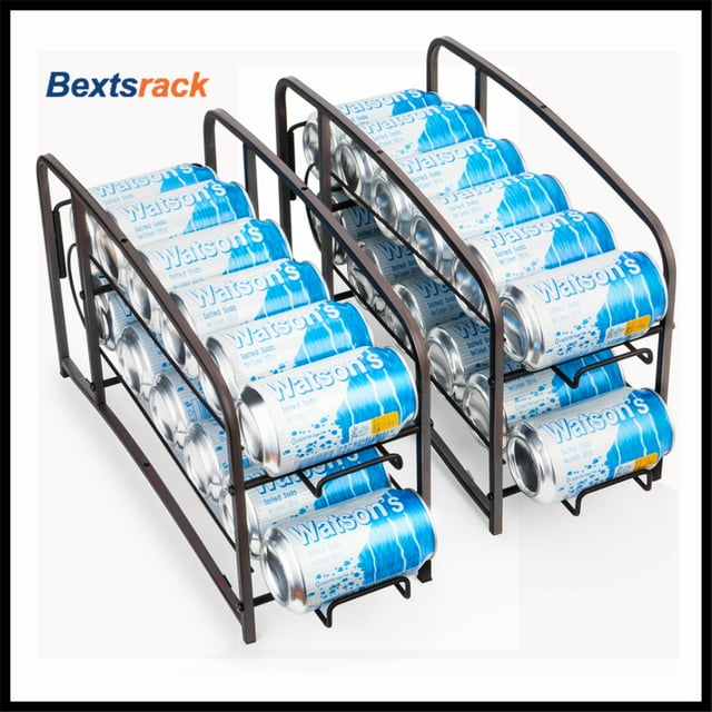 Bextsrack 2 Pcs Can Organizer For Pantry Small Space Standing Stackable Can Dispenser-Bronze