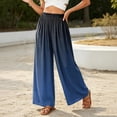 thumbnail image 5 of Gradient Ombre Wide Leg Pants for Women, High Waist Flowy Palazzo Trousers - Boho Summer Beach Vacation Bottoms Blue L, 5 of 7