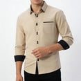 thumbnail image 6 of DeHolifer Mens Dress Shirt Color Block Long Sleeve Business Casual Button Down Work Shirts Khaki L, 6 of 6