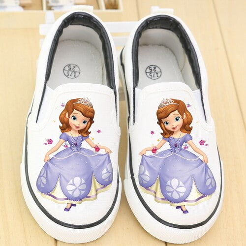 Zapatos de lona para niños de Disney, zapatos deportivos de princesa de dibujos animados de primavera y verano para niñas, zapatillas de deporte de corte bajo frozen shoes36-Insole 22,3 Gao Jinjia LED