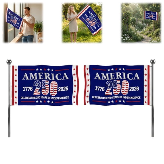 250 Years America Flag Double Sided Outdoor-3 Ply Heavy Duty 1776-2026 250 Anniversary USA Commemorative Flag Celebrating 250 Years of Independence Banner with 4 Rows Stitched
