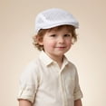 thumbnail image 2 of Ticikt Kids Summer Flat Newsboy Cap - Vintage Tweed Pageboy Ivy Cap Cabbie Hat for Boys Girls Toddler,Color:White, 2 of 3