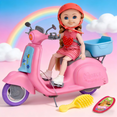 thumbnail image 6 of DEGIDEGI Doll & Pink Motor Scooter Playset, Cute Fashion Doll with Ride-On Toy, Hair Accessories & Pet Theme for Girls and Boys Ages 3+, 6 of 8