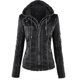 thumbnail image 1 of Women Motorcycle Hooded Pu Leather Biker Jacket Coat Outerwear, 1 of 2