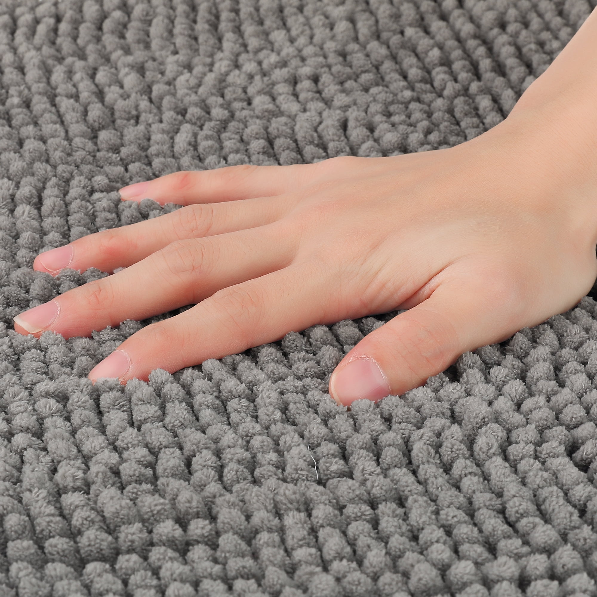 Unique Bargains 2 Pcs Plush Fluffy Extra Thick Mat Grey/Pink 16" x 24"