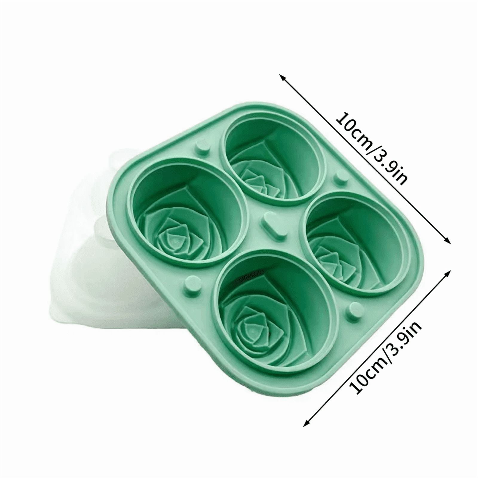 3D Rose Ice Molds 2.5 Inch, Large Ice Cube Trays, Make 4 Giant Cute Flower Shape Ice, Silicone Rubber Fun Big Ice Ball Maker