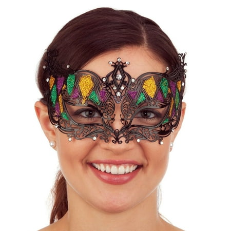 Glitter Mardi Gras Metal Filigree Mask