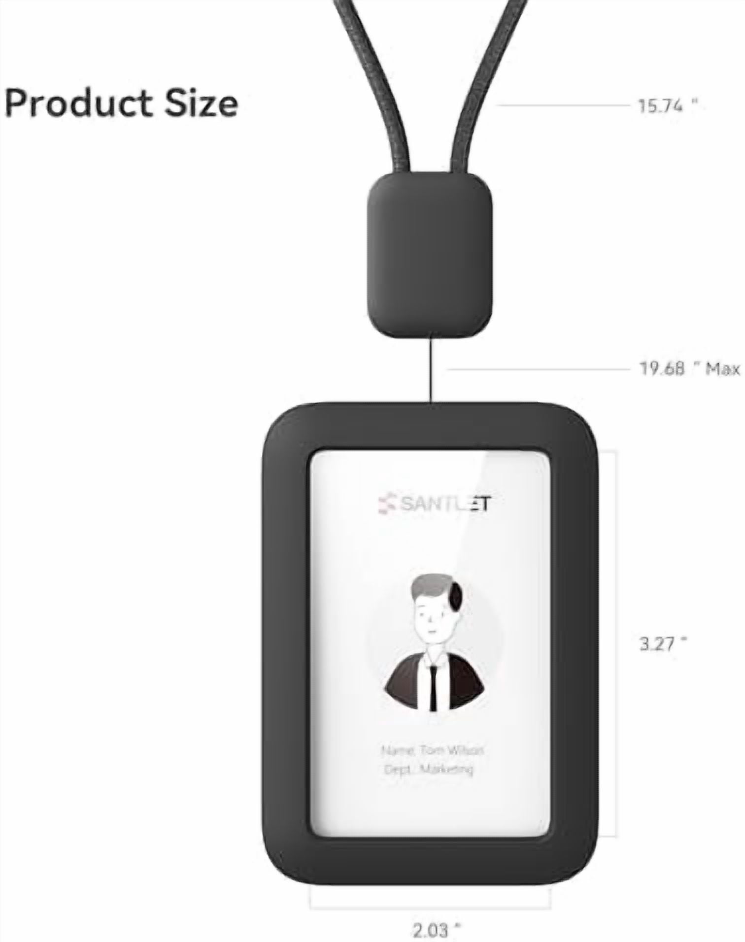 Lanyards for ID Badges Holder, YNGLLC Silicone ID Badge Holder Name Card Case Protector with Retractable Cord, Safety Breakaway Buckle, 2 Card Slots for Office Staff Teachers Employees Cruising Black