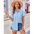 thumbnail image 6 of Zeagoo Shirts for Women Button Down Linen Cotton 100% Casual Shirts Short Sleeve Tops Business Blouses, 6 of 7
