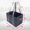 thumbnail image 4 of ¡BOLSA-ESO! Paquete de 4 bolsas de comestibles reutilizables, bolsas de compras, caja de mano grande y resistente, asas para bolsas de comestibles, parte inferior reforzada plegable (azul marino/gris), 4 of 5