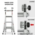 thumbnail image 2 of iRerts Ladders, 17ft Multifunctional Aluminum Alloy Telescopic Ladder, Portable A Frame Ladder with Embedded Lock and Non-Slip Foot Pad, Adjustable Extension Ladder for Household Engineering, Silver, 2 of 12