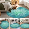 thumbnail image 5 of Round Rug 7Ft Washable Non-Slip, Turquoise Boho Circle Area Rugs for Living Room Bedroom, Oriental Abstract Motifs Traditional Bohemian Indoor Floor Mats Carpet Runner for Home Decor Aesthetic, 5 of 8