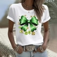 thumbnail image 4 of Craaazy Women's Short Sleeve Shirts Bow Shamrock Printed Round Neck Tops Gifts, 4 of 5