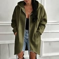 thumbnail image 6 of Women's Oversized Loose Fit Zip Up Hooded Hoodie Coat Mid Length Jacket with Pockets Comfy Soft Cozy Casual Daily Wear Outerwear | CSEONE,Army Green L, 6 of 9