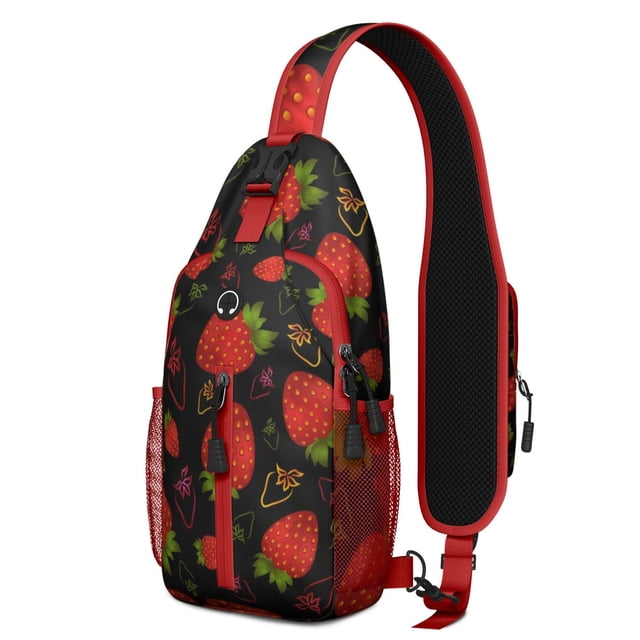 Sac à Bandoulière Mignon pour Amateur de Fraises, Sac de Jour Bandoulière à Imprimé de Petits Fruits Rouges avec Motif de Fleurs Sucrées, Fruitées et Fraîches