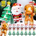 thumbnail image 2 of 10/1 piezas de globo de aluminio navideño con forma de hombre de jengibre, Papá Noel, árbol de Navidad, decoración para fiesta de Navidad, globo, juguetes para niños, regalos, 2 of 5