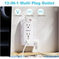thumbnail image 3 of PYYAN-Outlet Extender Wall Charger with Multi Plug Adapter 9 AC Outlets 4 USB Charging Ports 1875W 1050J Surge Protector Power Strip Spaced Splitter for Home, Travel, Dorm Room Essentials, 3 of 4