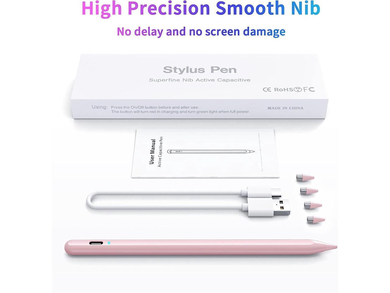 Stylus Pen, Active Stylus Pen Compatible for iOS and Android Touchscreens/Phones, Rechargeable Stylus Pen with Dual Touch Screen, Stylus Pencil for Apple iPad/iPhone/Android/Samsung Tablet