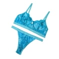 thumbnail image 4 of Encaje sexy conjunto de ropa interior sujetador ropa interior regalo para mujer, azul verde, L 2 piezas Inevent XX000054-37, 4 of 7